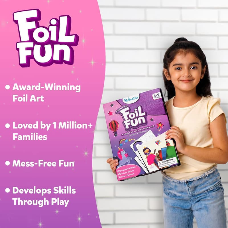 Unicorns & Princesses Foil Fun Art Kit for Kids Ages 4-9