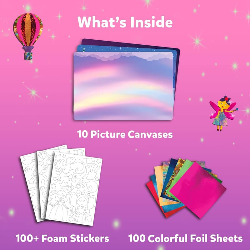 Unicorns & Princesses Foil Fun Art Kit for Kids Ages 4-9