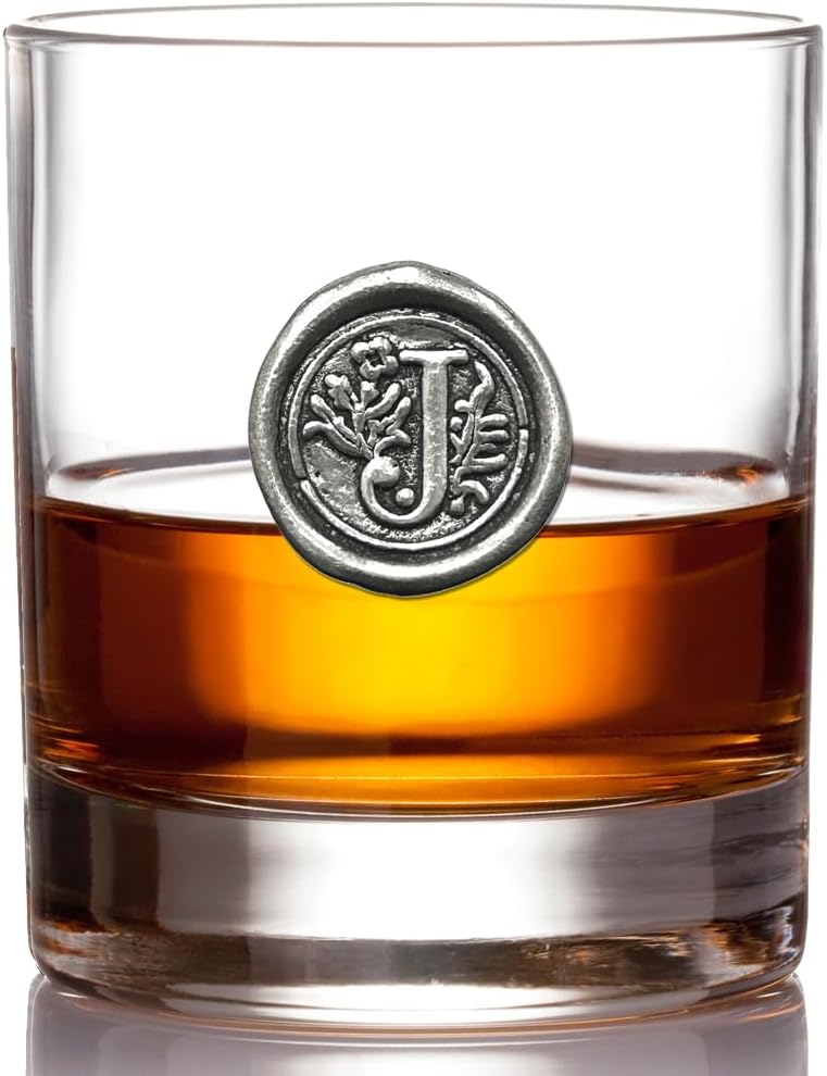Personalized 11oz Whiskey Rocks Glass with Initial - Gift for Men