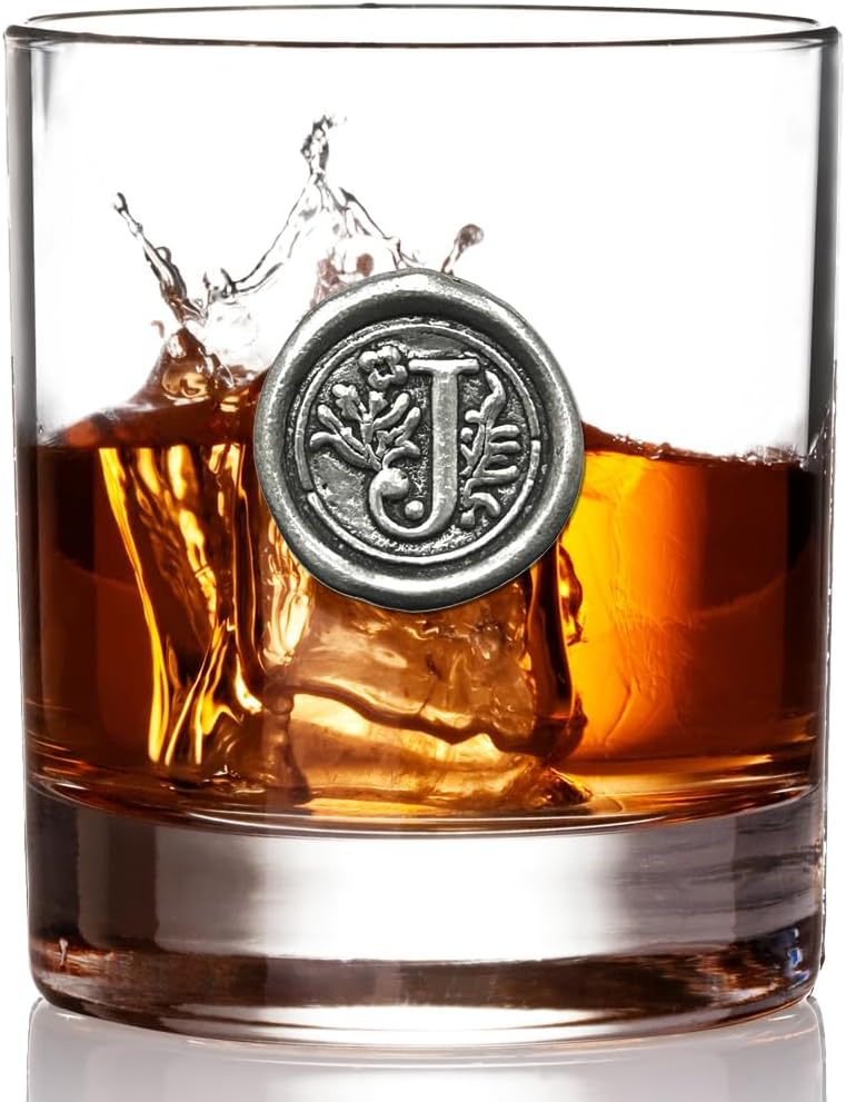 Personalized 11oz Whiskey Rocks Glass with Initial - Gift for Men