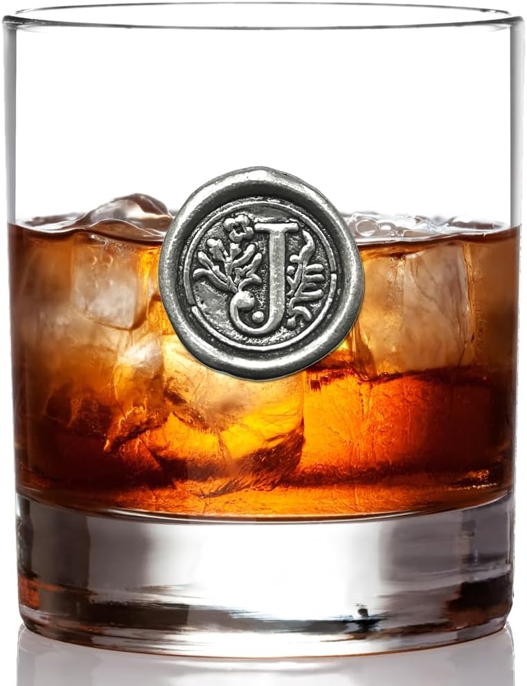 Personalized 11oz Whiskey Rocks Glass with Initial - Gift for Men