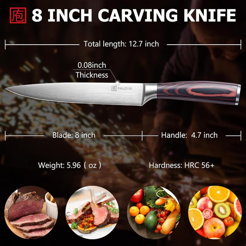 Premium 8-Inch Carving Knife - Ultra Sharp German Steel