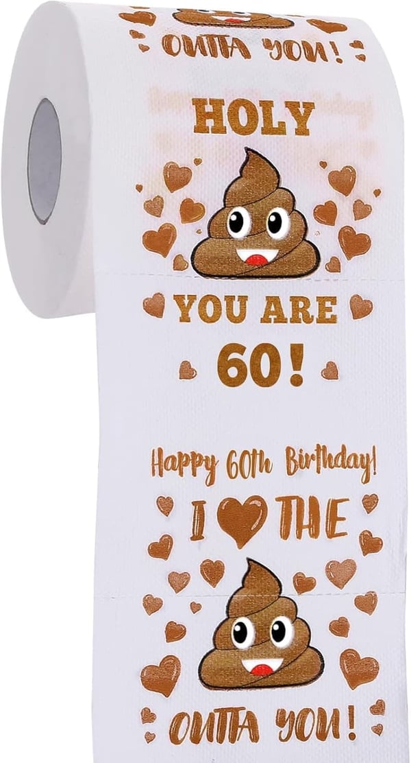60th Birthday Funny Prank Toilet Paper for Men & Women