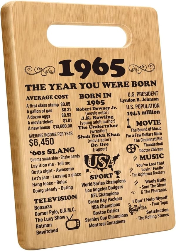 60th Birthday Cutting Board Gift for Women & Men