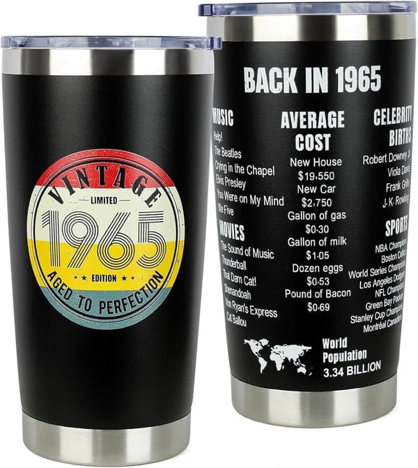 60th Birthday Gift - 20oz Stainless Steel Tumbler for Him/Her