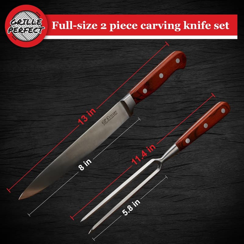 Stainless Steel Meat Carving Set with Fork and Storage Box