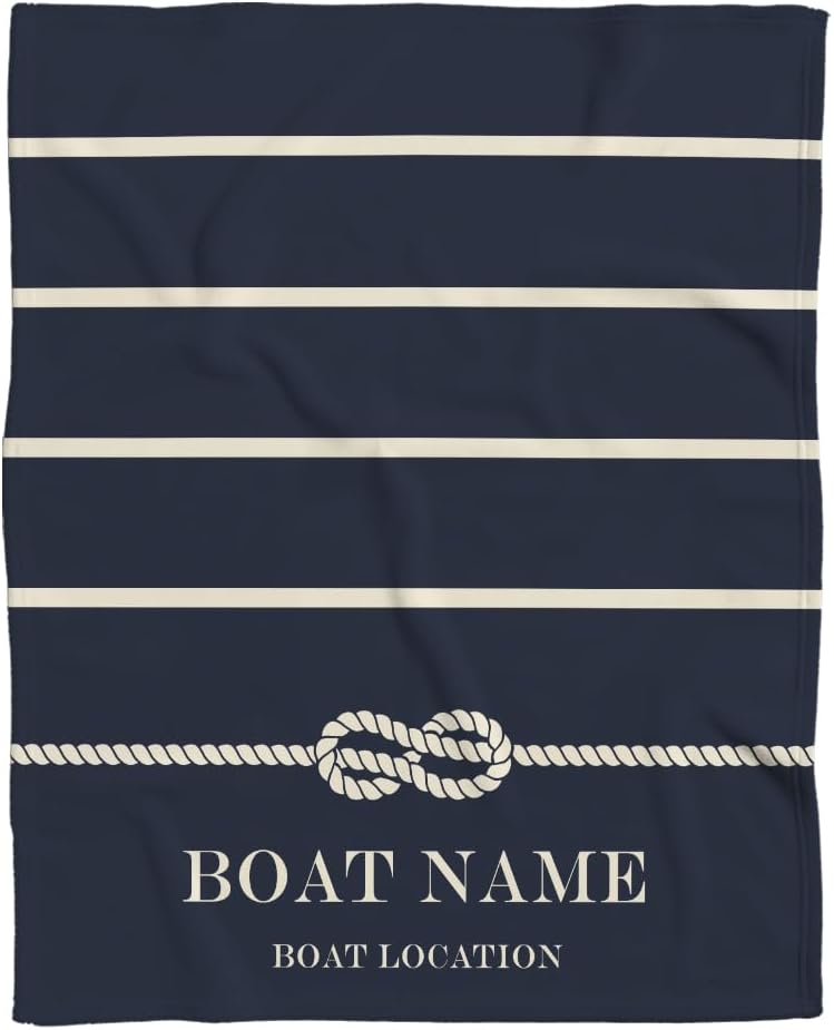 Custom Nautical Fleece Blanket with Personalized Boat Name