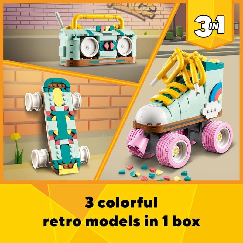 Retro Roller Skate Building Kit - 3-in-1 Toy for Ages 8+