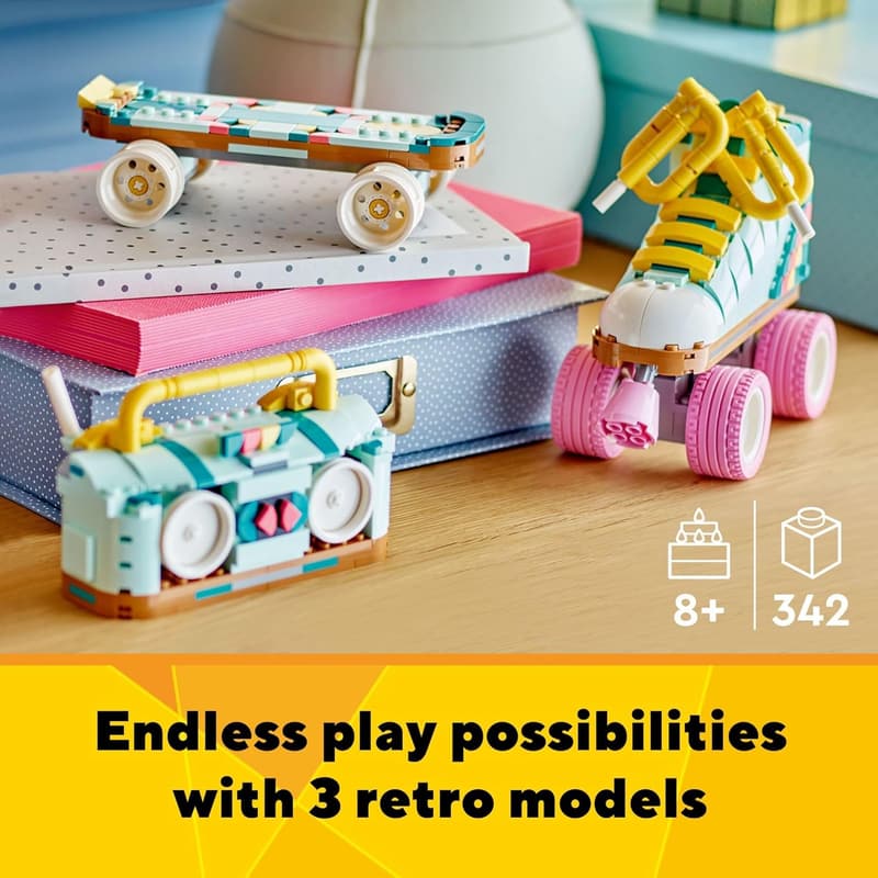 Retro Roller Skate Building Kit - 3-in-1 Toy for Ages 8+