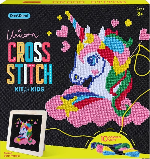 Unicorn Cross Stitch Kit for Girls, Ages 8-12 Birthday Gift