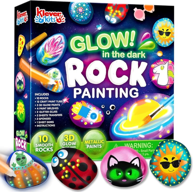 Glow in the Dark Rock Painting Kit for Kids Ages 6-12