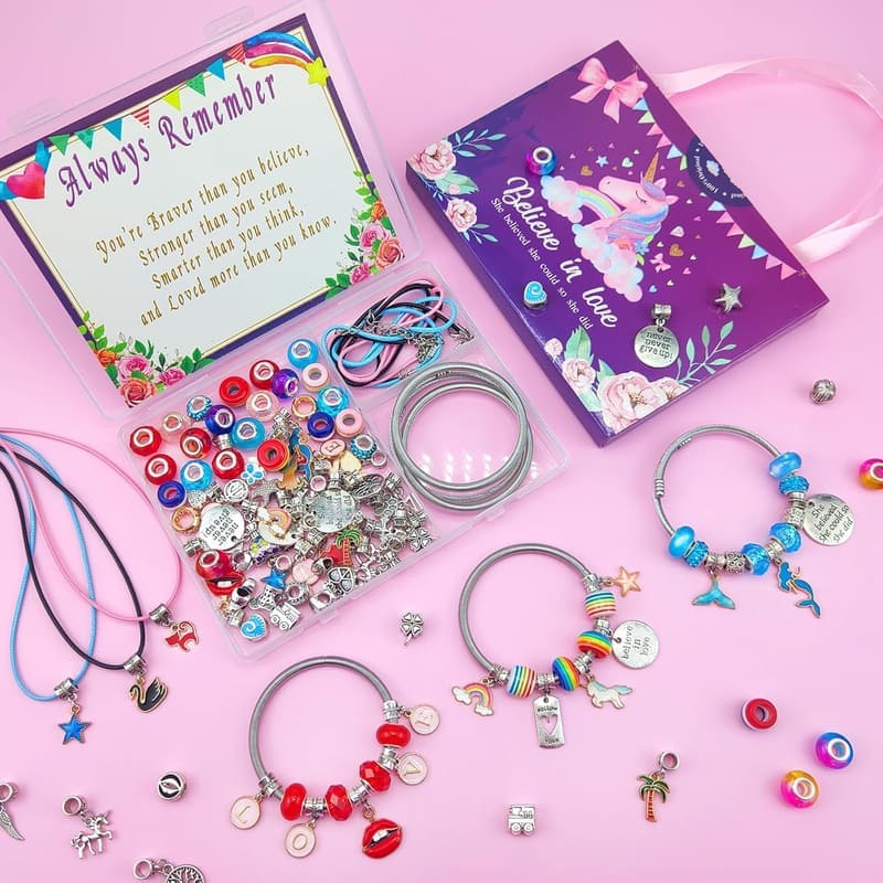 Unicorn Charm Bracelet Kit for Kids' Birthday Gifts