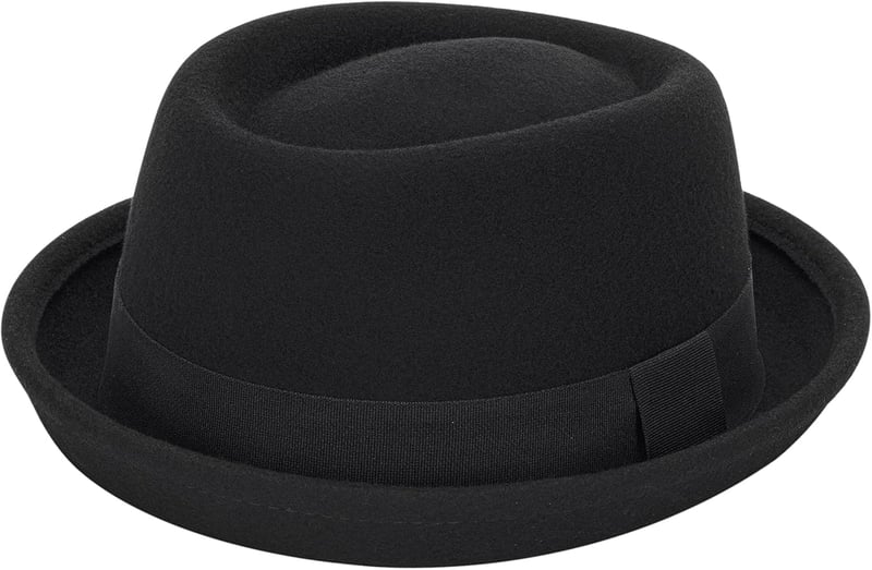 Wool Felt Pork Pie Hat with Ribbon for Men and Women