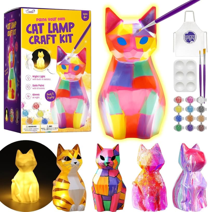 DIY Cat Lamp Painting Kit for Kids, Ages 3-12