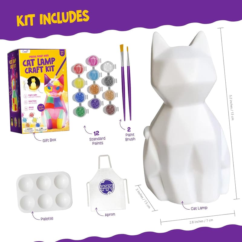 DIY Cat Lamp Painting Kit for Kids, Ages 3-12