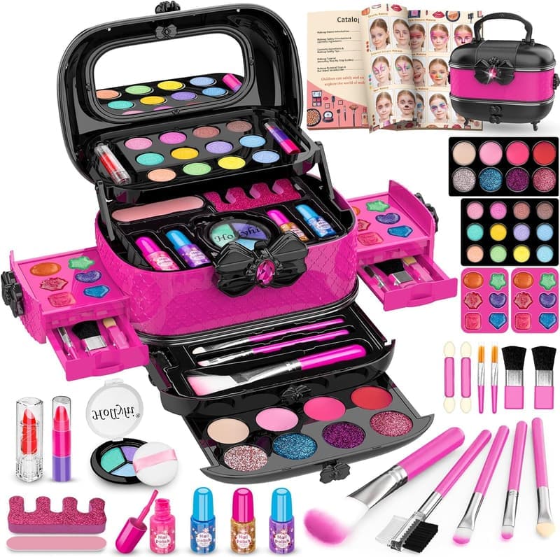 Kids Makeup Kit - 58 Pcs Washable Cosmetic Set for Girls