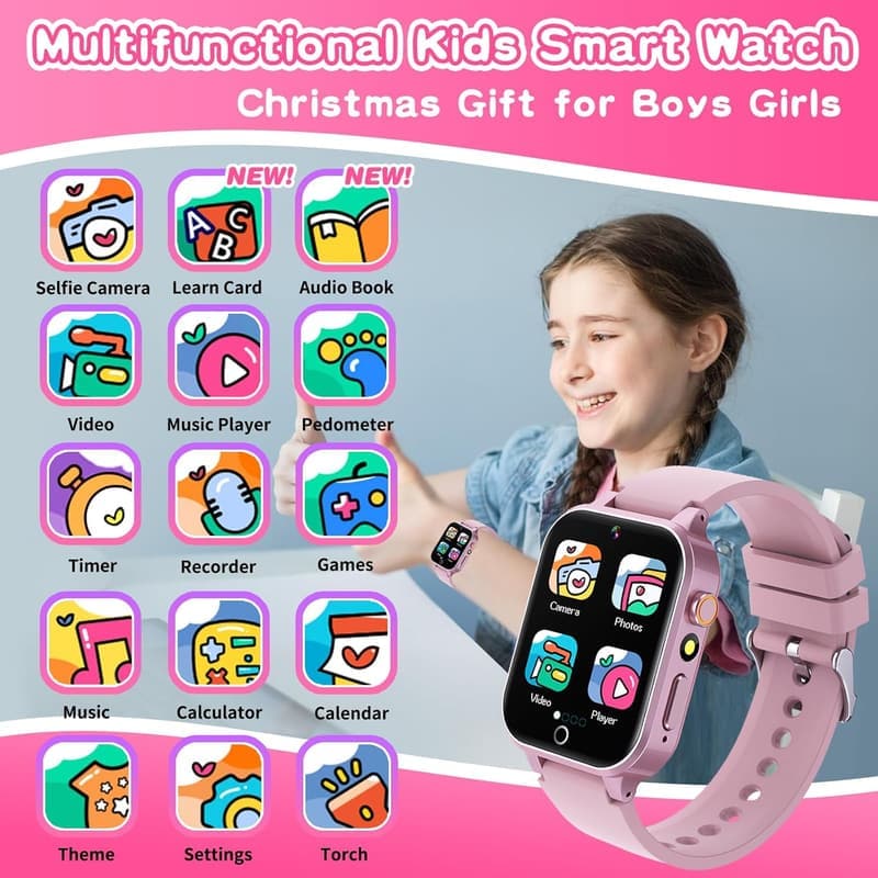 Kids Smart Watch for Girls 5-12 - 26 Games, HD Touch Screen