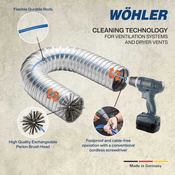 Air Duct & Dryer Vent Cleaning Brush | Drill-Powered Tool