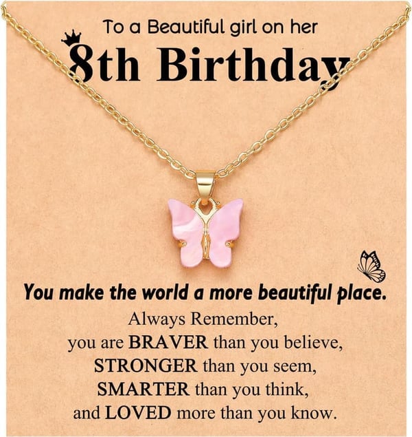 Happy 12th Birthday Butterfly Necklace Gift for Her