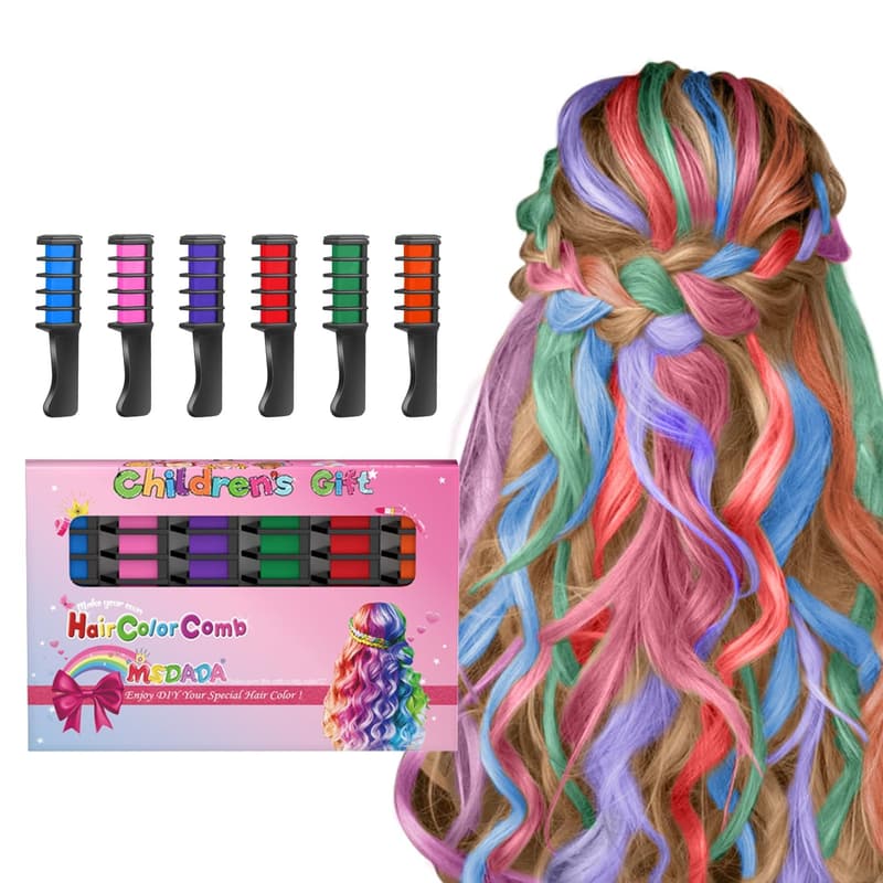 Washable Hair Chalk Comb for Girls - Kids' Birthday & Party Fun