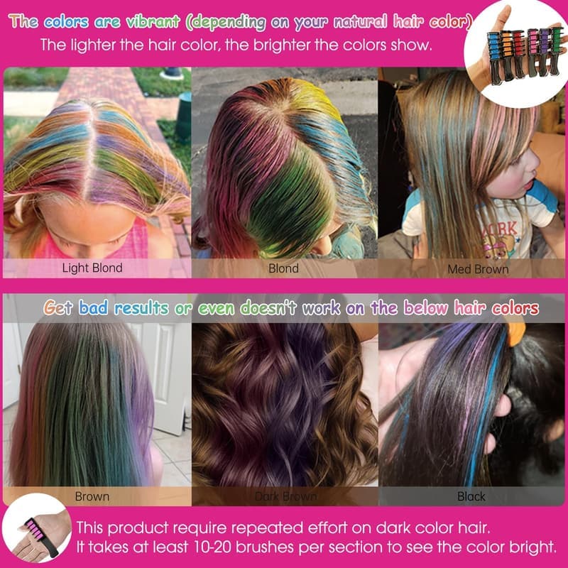 Washable Hair Chalk Comb for Girls - Kids' Birthday & Party Fun