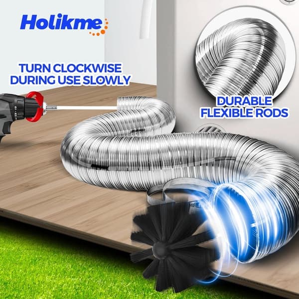 60 Feet Dryer Vent Cleaner Kit with Flexible Brush and Drill Attachment