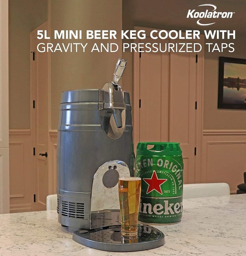 Mini Beer Keg Cooler with Dual Taps - 12V DC & 110V AC