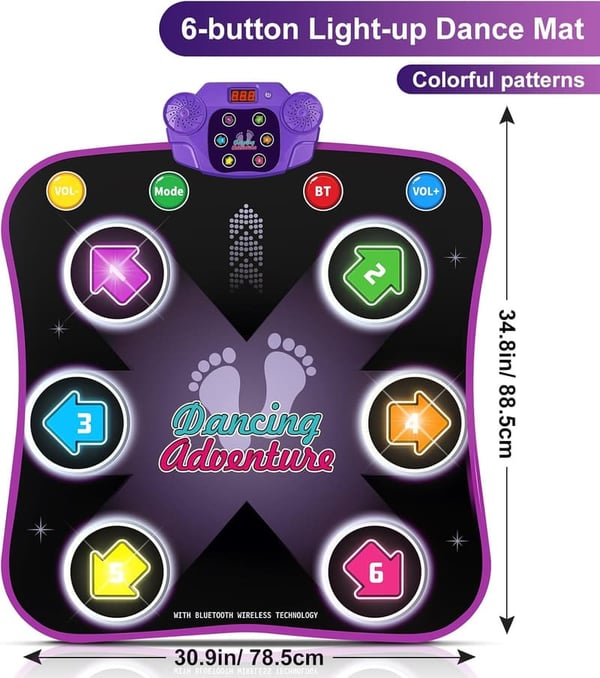 Birthday Dance Mat for Kids - Light-Up Wireless Bluetooth Pad