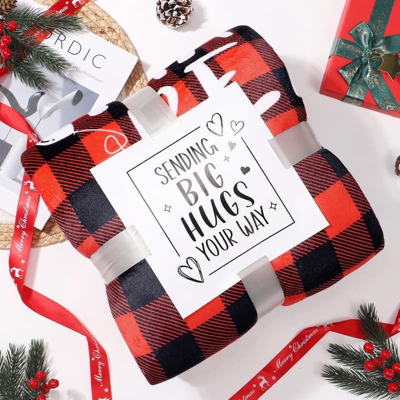 Mother's Day Buffalo Plaid Hoodie Blanket for Mom