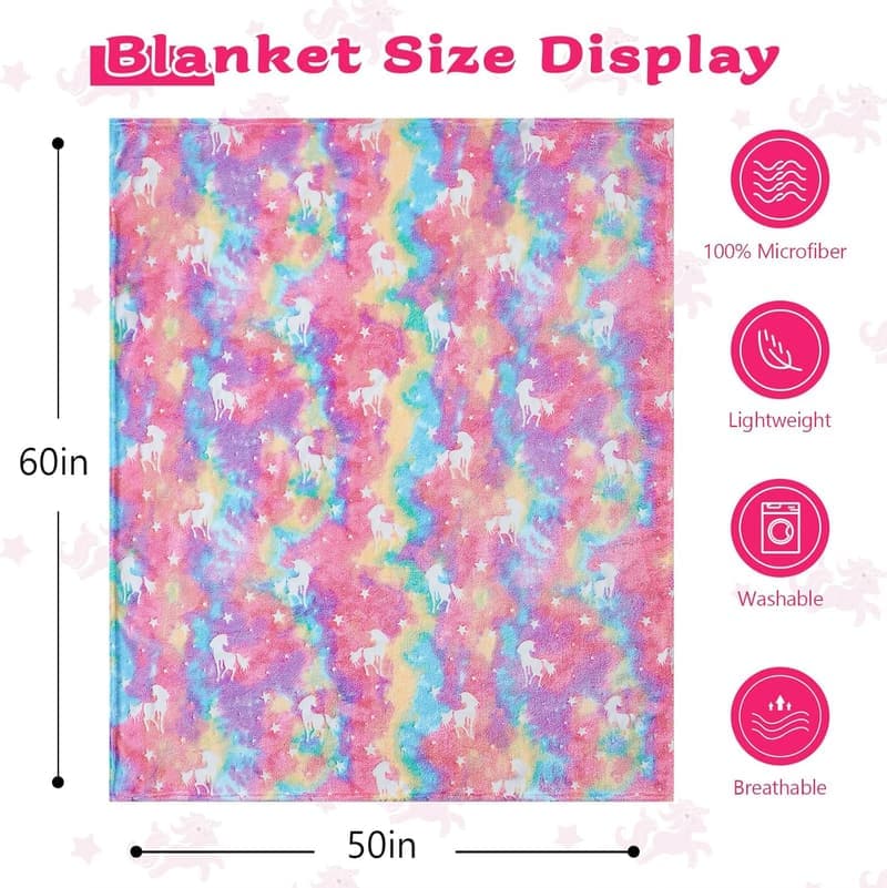 Unicorn Glow-in-the-Dark Blanket for Kids' Birthdays