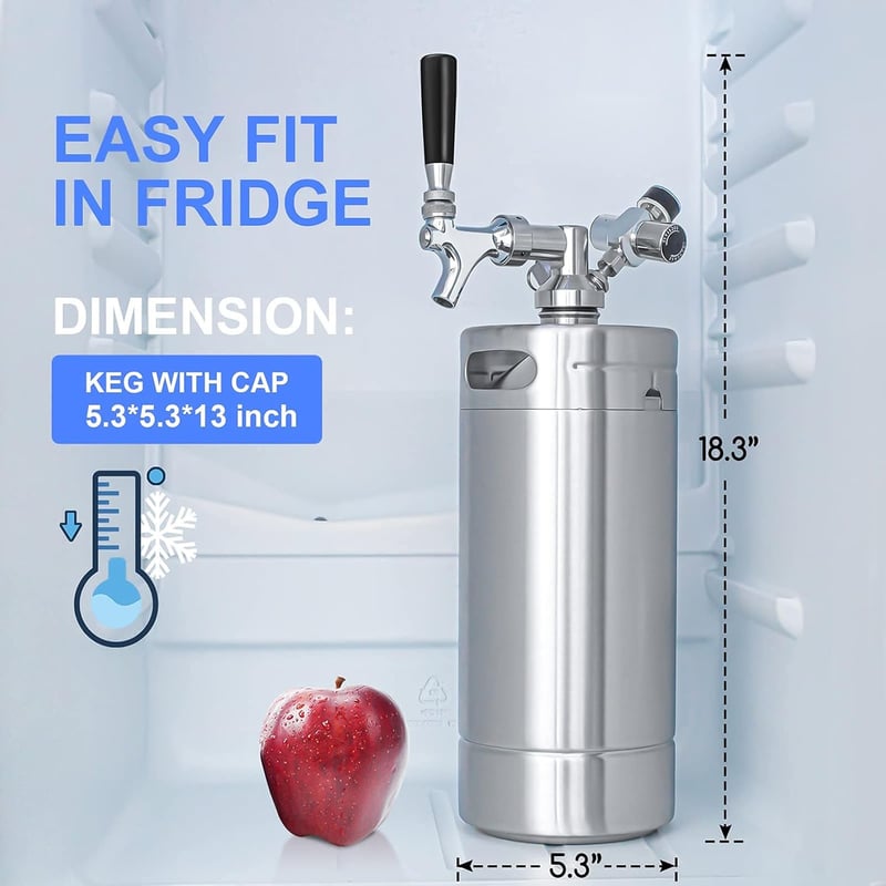 Pressurized Mini Keg Growler - 128oz Home Dispensing System