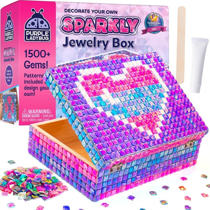 DIY Sparkly Jewelry Box Kit for Girls, Birthday Gift Idea
