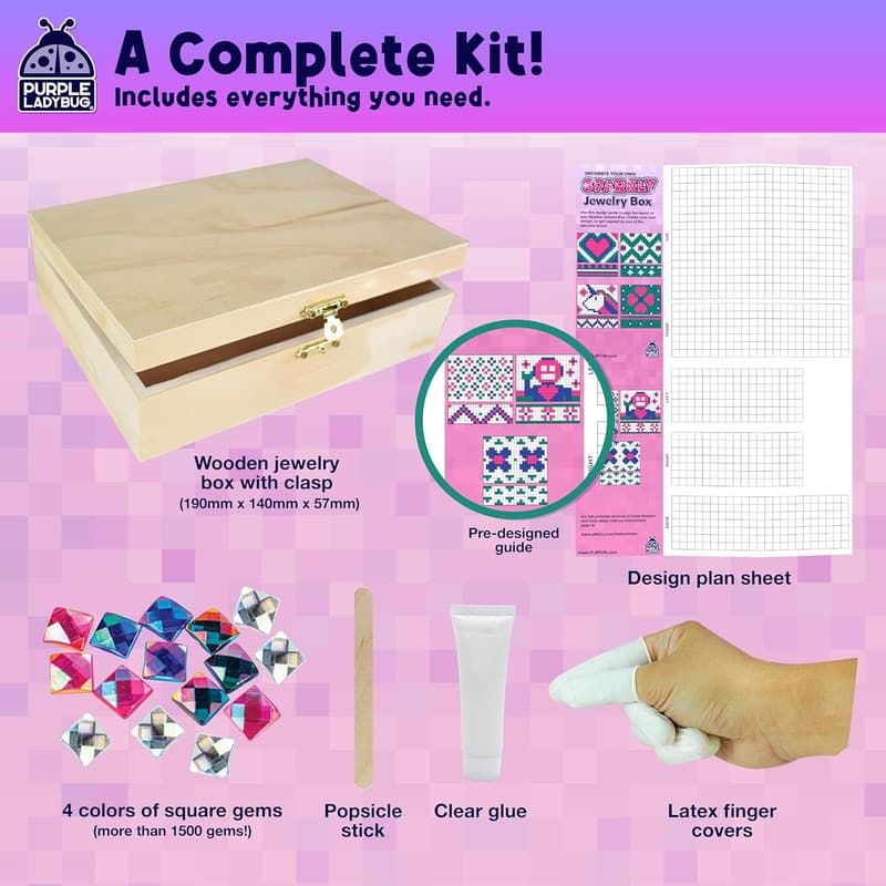 DIY Sparkly Jewelry Box Kit for Girls, Birthday Gift Idea