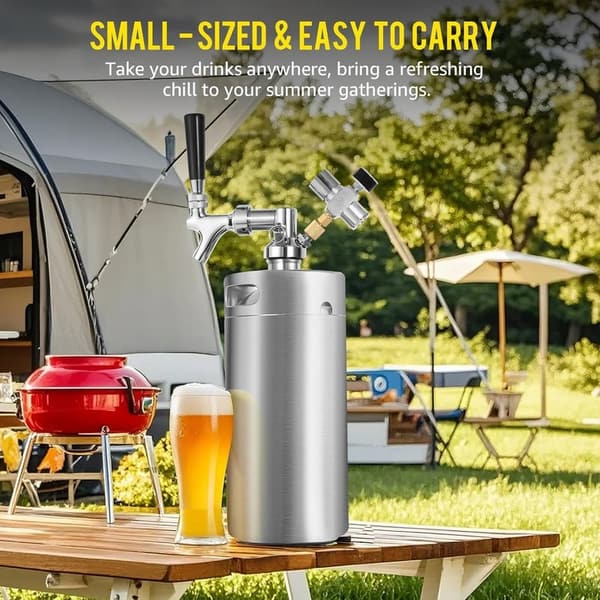 Portable Mini Keg Beer Dispenser with CO2 Regulator - 128oz