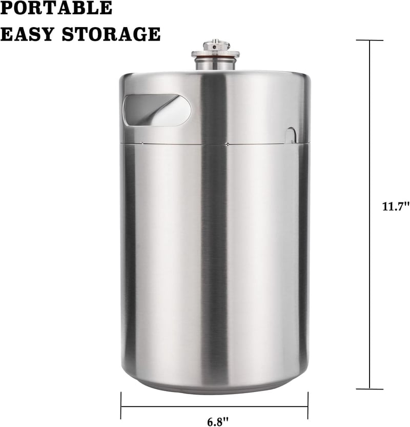 Portable 170oz Stainless Steel Mini Keg with Freshness Cap