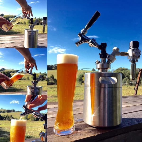Stainless Steel Mini Keg Dispenser for Craft Beer Homebrewing