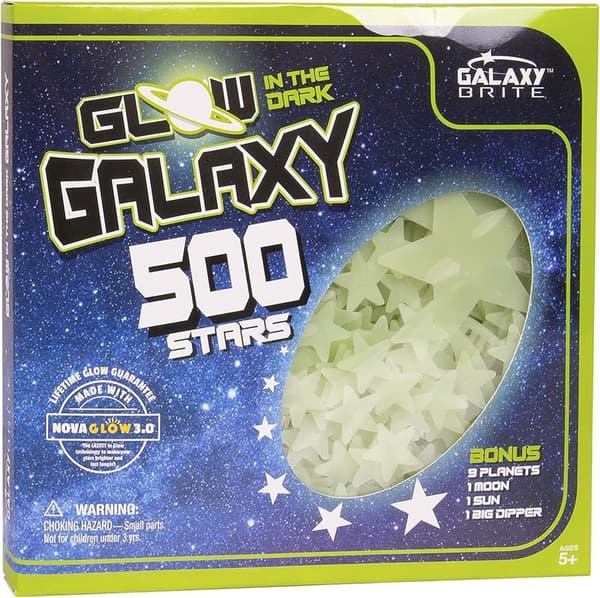 Glow-in-the-Dark Ceiling Stars Set with 500 Pieces, Includes Planets & Constellations