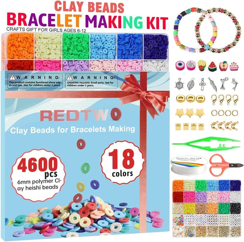 Friendship Bracelet Making Kit with Clay Beads for Ages 8-12