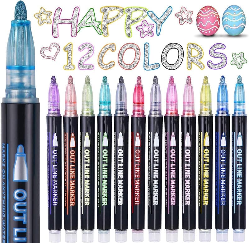 Trendy Glitter Markers Set for Teen Girls, 12 Colors