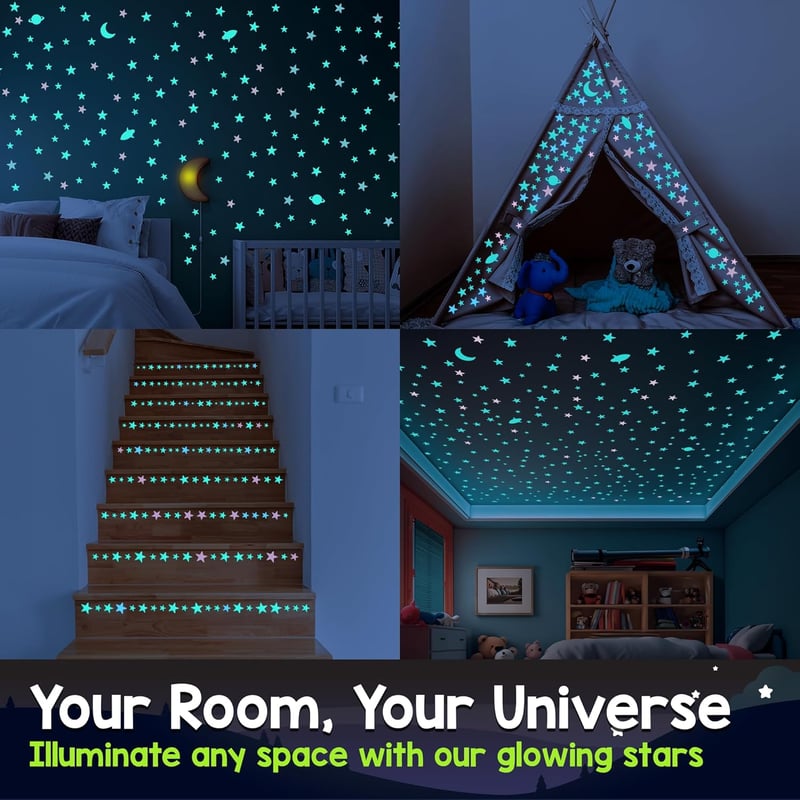 Glow in The Dark Ceiling Stars - 280pc Longlasting Wall Stickers