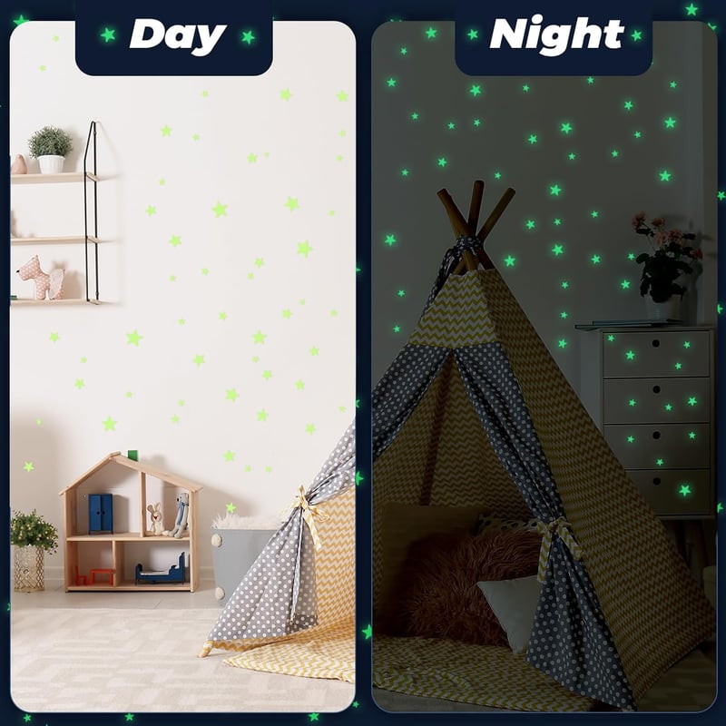 Glow in the Dark Ceiling Stars Wall Decals for Kids' Rooms