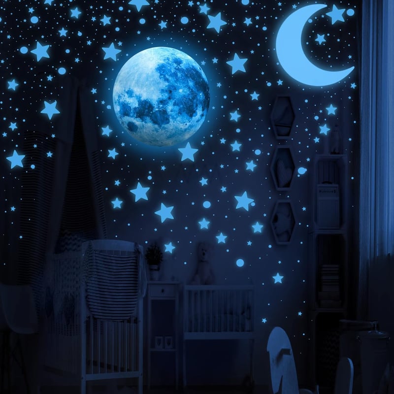 Glow-in-the-Dark Ceiling Stars Set for Kids' Room Decor