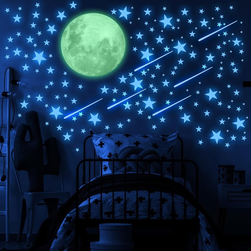 Glow-in-the-Dark Stars and Moon Wall Decals for Kids' Rooms