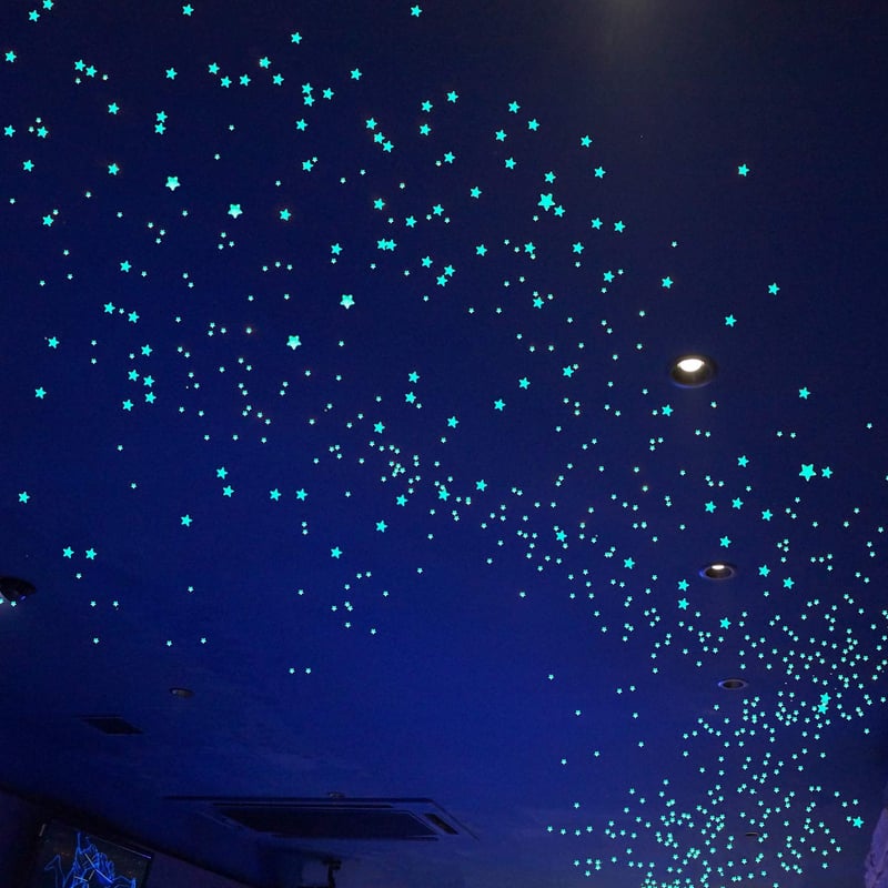 Glow-in-the-Dark Star Decals - 633 pcs 3D Ceiling Decor for Kids