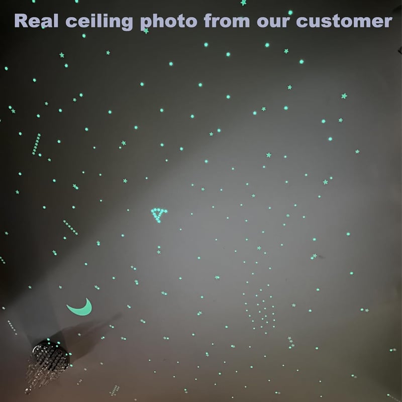 Glow-in-the-Dark Star Decals - 633 pcs 3D Ceiling Decor for Kids