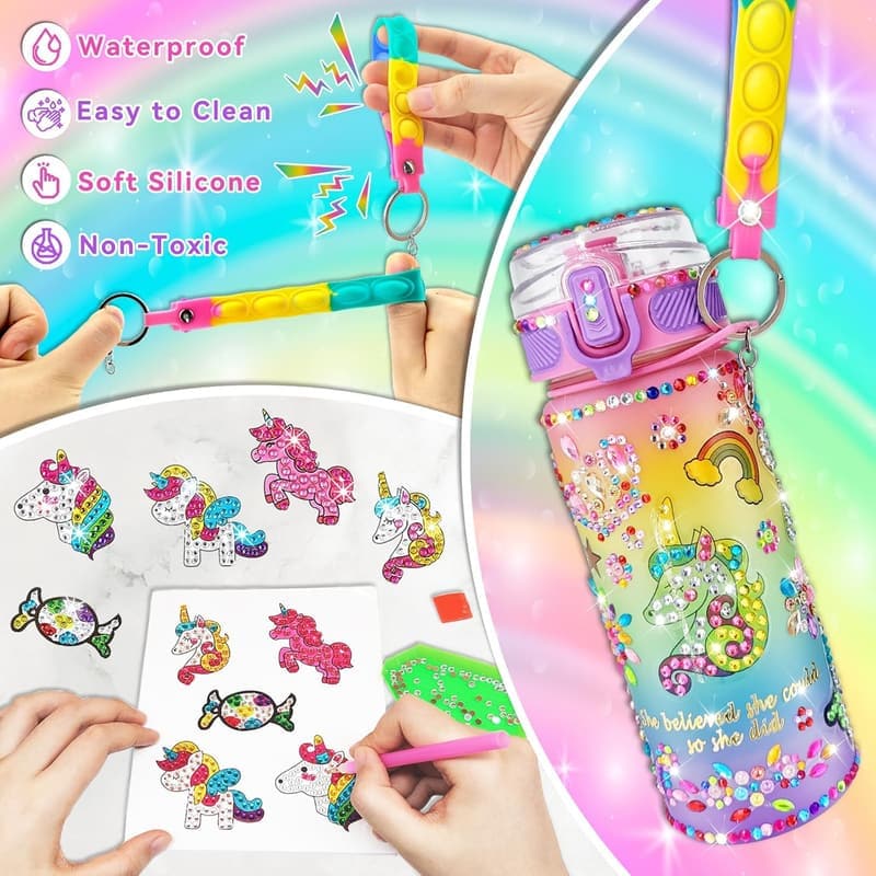 Unicorn Painting Water Bottle Kit for Girls Ages 4-10
