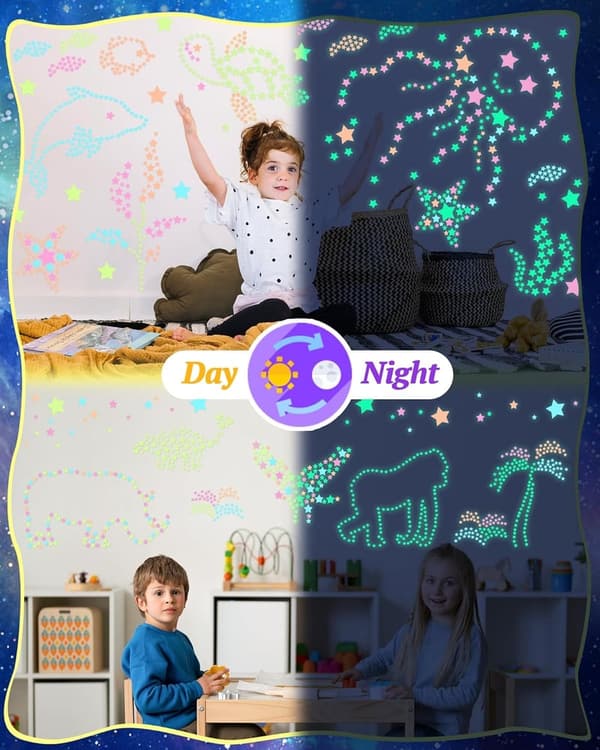 Glow in the Dark 3D Star Stickers for Kids' Room Decor