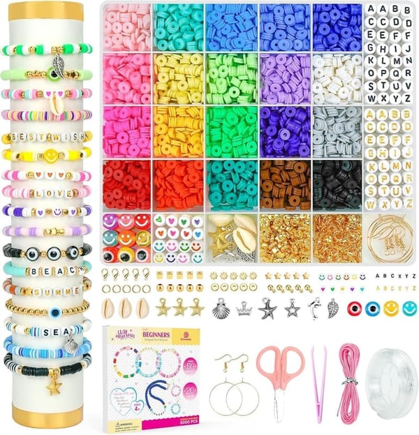 DIY Clay Beads Bracelet Kit for Kids - 5000 Pcs with Charms