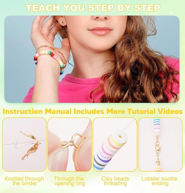 DIY Clay Beads Bracelet Kit for Kids - 5000 Pcs with Charms
