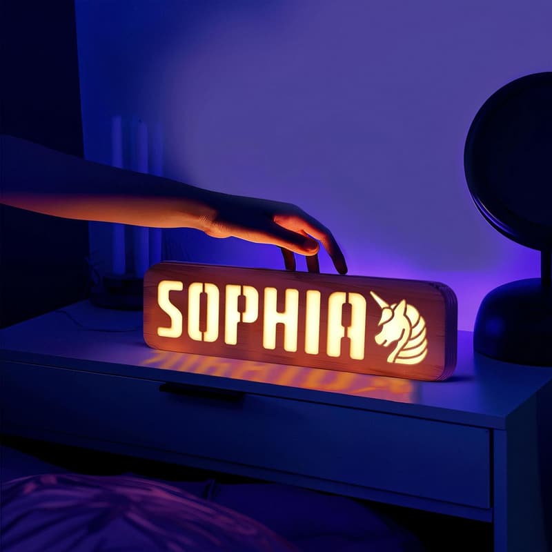Custom Wooden Name Night Light - Handmade Personal Gift
